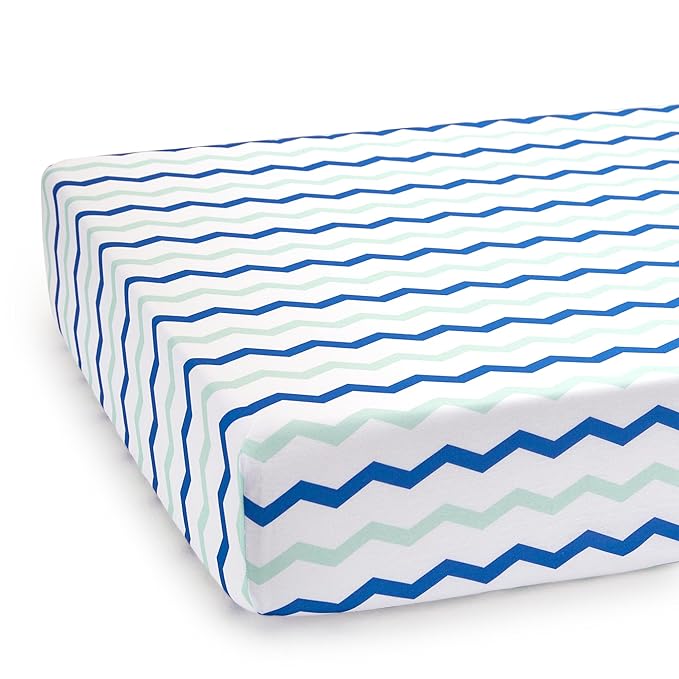 TILLYOU Baby Crib Sheets for Boys Girls, Fitted Crib Sheet 1 Pack for Standard Crib and Toddler Mattresses, Super Soft Toddler Bed Sheets, 28" x 52" x 8", Chevron