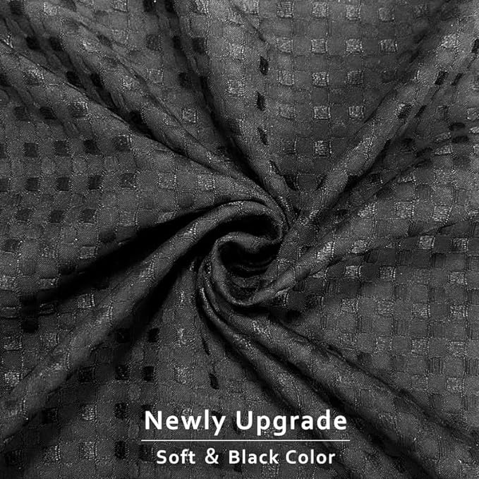 MIYE Pleated Waffle Weave Bed Skirt, Tailored Dust Ruffle 14 Inch Drop Easy Fit, Machine Washable (Black, Full - 14" Drop)