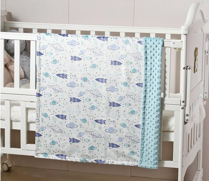 CREVENT Minky Baby Blanket for Girls Boys, Soft Plush Receiving Blanket for Newborns - 30x40 Inches (Space)