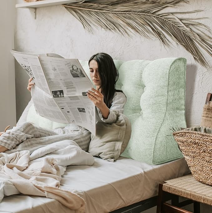 Daneey Multifunctional Headboard Wedge Pillow Dorm Headboard Twin XL Bed Wedge Pillow for Headboard Reading Pillow Adult Back Pillow for Sitting in Bed Wedge Pillow Headboard with Washable Beige Cover