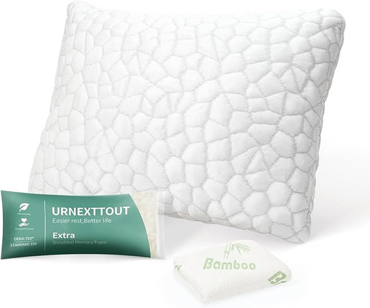 Shredded Memory Foam Pillows for Travel Cooling Pillows for Hot Sleepers Support Adjustable Travel Pillows with Extra Fill