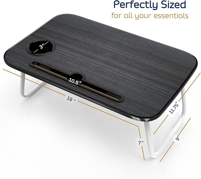 Nestl Reading Pillow with Portable Lap Desk Stand for Laptop 19x11”, Cut Plush Striped Back Pillow, Back Support Pillow, Shredded Memory Foam Bed Rest Pillow with Arms for Kids & Teens, Small - Gray