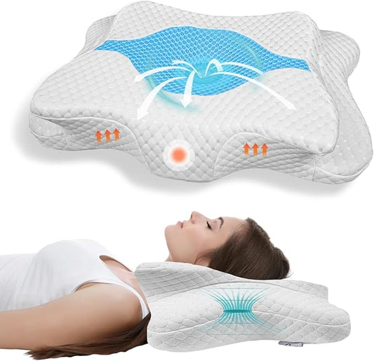 Memory Foam Pillows, Cervical Pillow for Neck and Shoulder Pain Relief, Ergonomic Contour Bed Pillow, Soft for Side Sleep Stomach Sleeping and Back Sleeper…