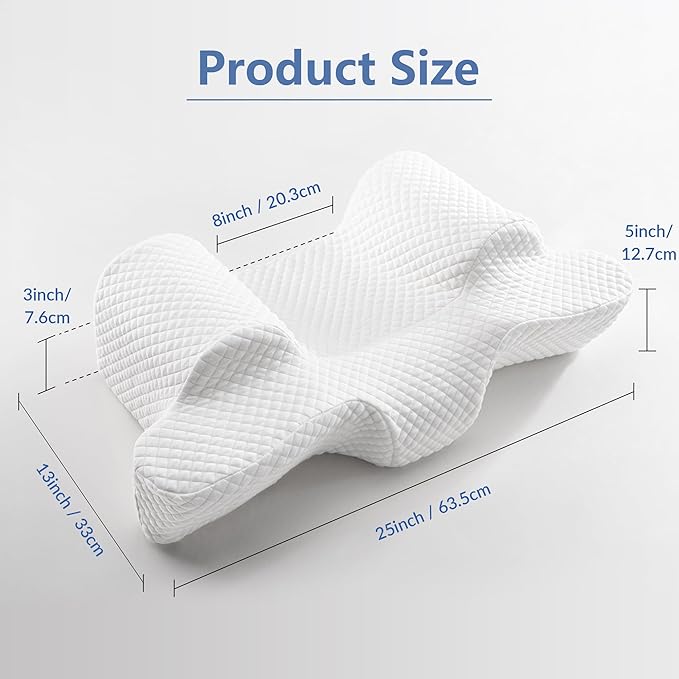 AM AEROMAX 8-Inch Wide Head Support Memory Foam Back Sleep Training Pillow - Keep Head Straight for Wrinkle Prevention, Anti-Wrinkle & Anti-Aging Beauty Pillow