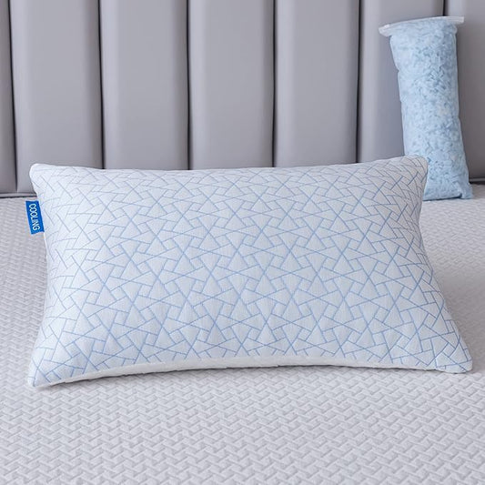 Pillows King Size Set of 1- King Size Bed Pillows for Sleeping - Adjustable Shredded Memory Foam King Pillows for Back, Stomach and Side Sleeper