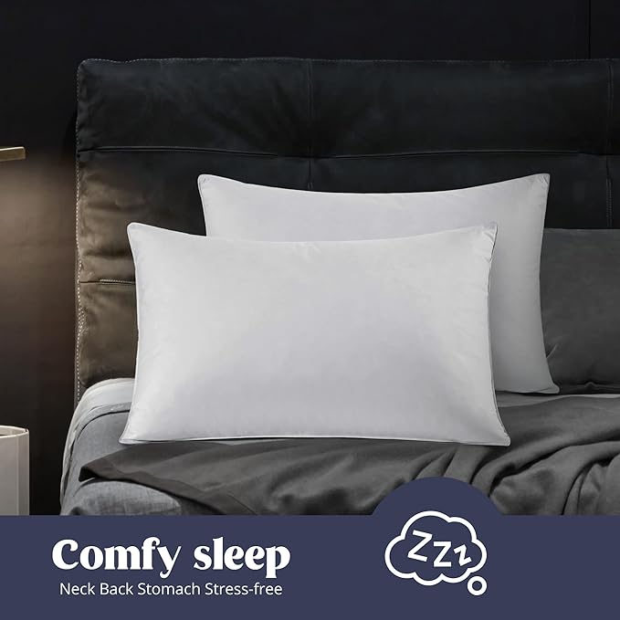 puredown Goose Feather Pillows, 100% Cotton Cover White Bed Pillows King Size Set of 2, Hotel Collection for Bedroom Sleeping (20 x 36, 2 Pack)