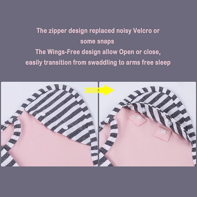 Baby Blanket Sack with Arms Free Design,Transition to Arms Free Wearable for Newborn Girl and Boy, Large 6-9Months, Pink Color