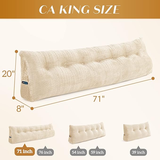Triangular Wedge Headboard Pillow Large Bolster Bed Rest Reading Pillow Backrest Positioning Support Bolster Cushion with Removable Cover