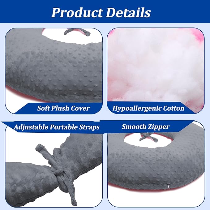 BBL Pillow After Surgery for Butt Sleeping, Brazilian Butt Lift Pillow Post Surgery Recovery for Sitting Sleeping Driving Donut Pillow for Woman Lumbar Back Cushion Seat Foam (Grey)