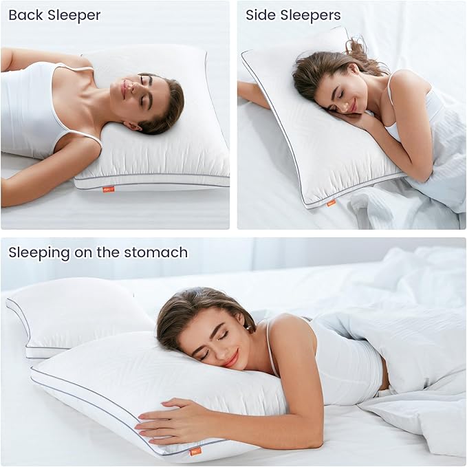 Maxzzz Bed Pillows Queen Size Set of 2, Fluffy Pillows for Back, Stomach or Side Sleepers, Luxury Hotel Quality, White(18x29 inch)