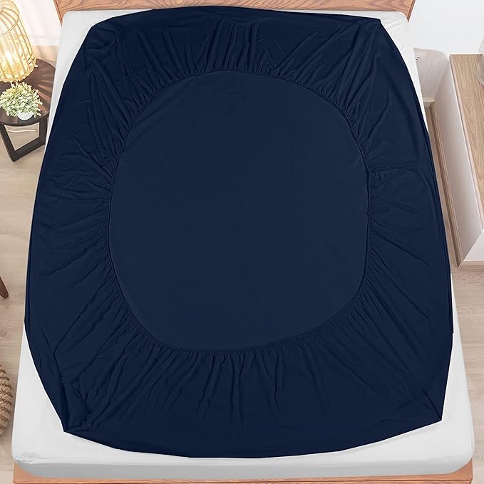 Utopia Bedding Waterproof Mattress Protector Queen Size, Premium Terry Mattress Cover 200 GSM, Breathable, Fitted Style with Stretchable Pockets (Navy Blue)