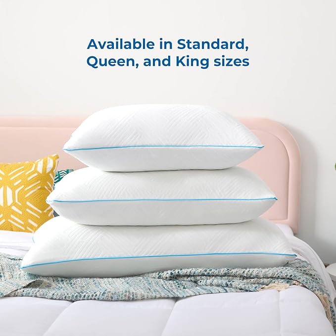 LINENSPA Shredded Gel Memory Foam Pillow – Cooling Bed Pillow – Side, Stomach, and Back Sleepers – Standard