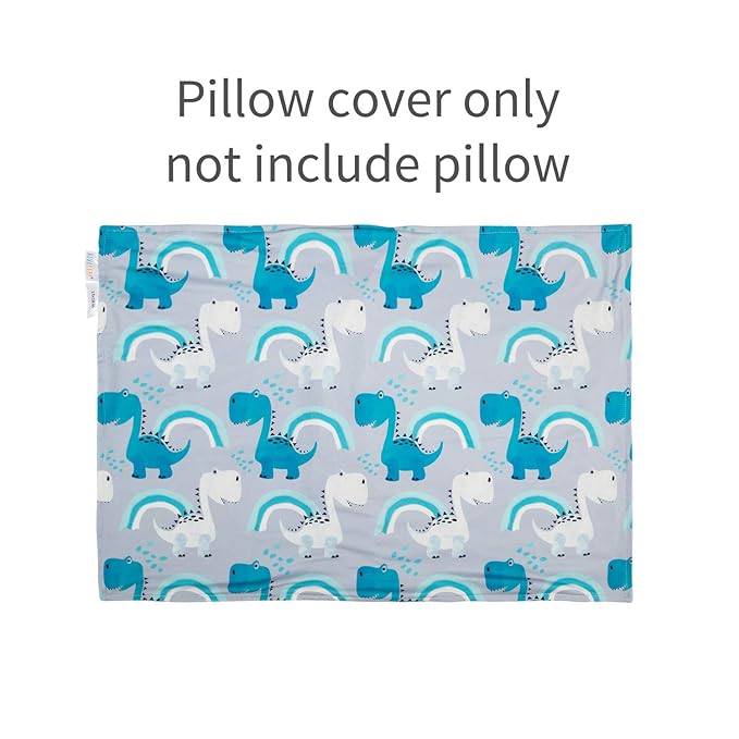 ALVABABY Toddler Pillowcases Fits 13 x 18,12x 16 Kids Pillow 2 Pack Stretchy Soft Baby Pillow Cover Envelope Kids Pillowcases for Boys Girls Dino+Traffic 2TPE01