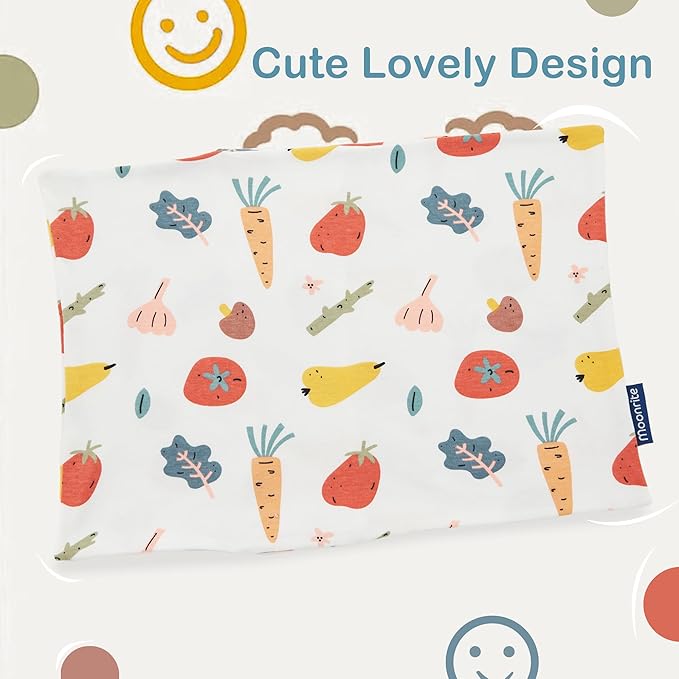 Moonrite 13×18 Toddler Pillow with Pillowcase,100% Cotton Toddler Pillows for Sleeping,Soft Breathable Washable Small Toddler&Kid Pillow for Bed,Mini pillow,Better Naps at Preschool