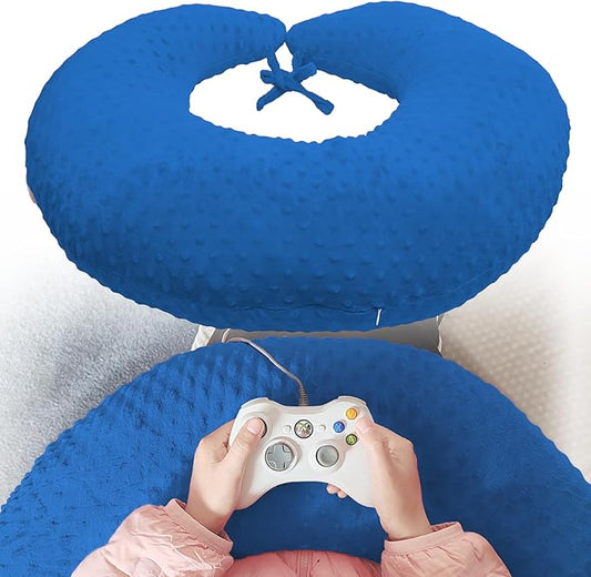Professional Gaming Pillow for Lap; Arm Rest Pillow Gaming Lap Pillow with Crochet Support - Eliminate Pain in Gaming (Light Blue)