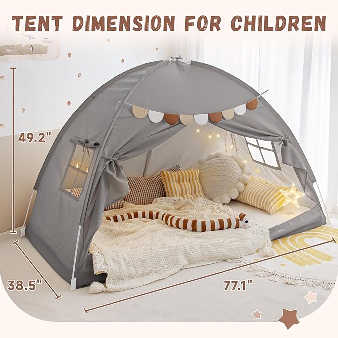 Bed Tent Bed Canopy Bunk Twin Size for Kids, Kids Tent Floor Indoor Privacy Sleeping Tents Dream Tents Indoor Drafty Room, Twin Bed Tents Blackout Space on Bed Tents Canopy Tents
