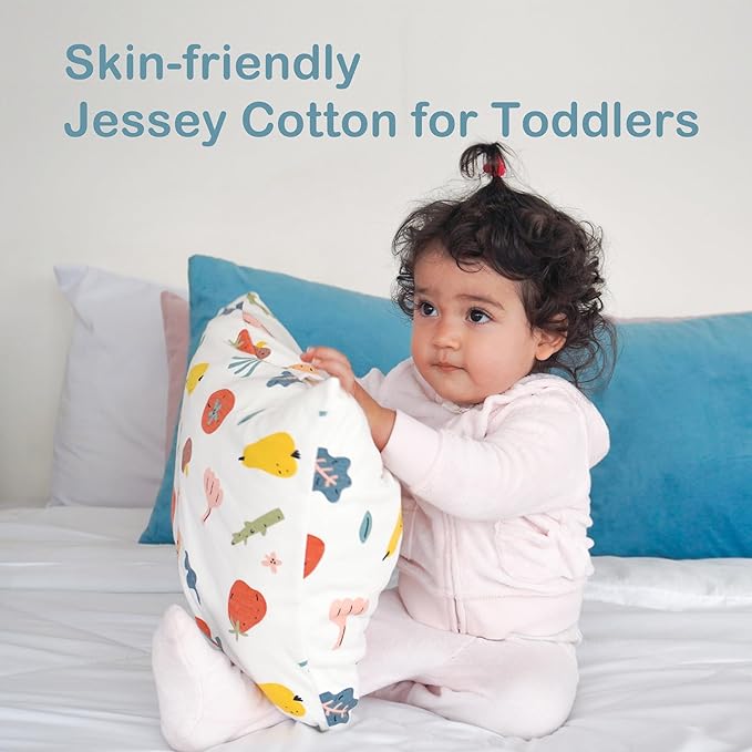 Moonrite 13×18 Toddler Pillow with Pillowcase,100% Cotton Toddler Pillows for Sleeping,Soft Breathable Washable Small Toddler&Kid Pillow for Bed,Mini pillow,Better Naps at Preschool