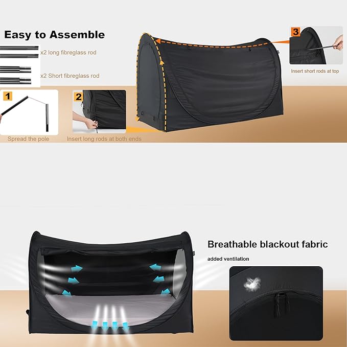 Privacy Pop up Eclipse Bed Tent Bed Drapes (Blue, Queen)