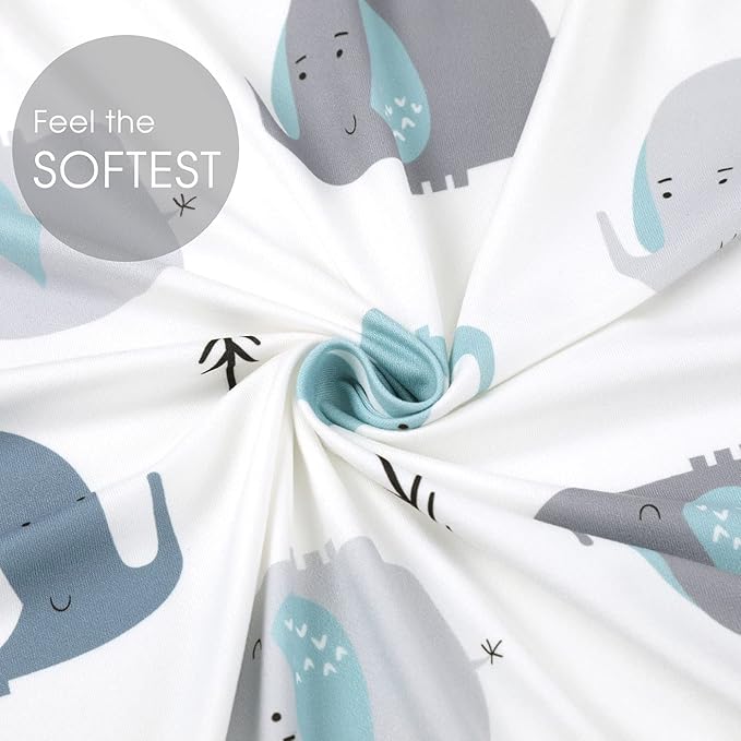 Stretchy Ultra Soft Fitted Bassinet Sheets 2 Pack, Universal Fitted Sheets for Rectangle, Oval, or Hourglass Bassinet Mattresses or Changing Pads, Cute Elephant Baby Sheets for Boy and Girl