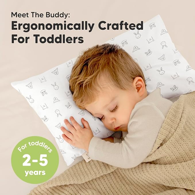 Toddler Pillow with Pillowcase - 10x18 My Little Dreamy Pillow, Organic Toddler Pillows for Sleeping, Kids Pillow, Small Pillows, Toddler Travel Pillows for Sleeping, Toddler Bed Pillows (KeaDoodles)