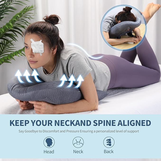 Face Down Pillow for Sleeping, Prone Pillow for Vitrectomy or Retinal Surgery, Adjustable Height Prone Prone Pillow Face Down Sleep, Retina Lying Pillow Eye Surgery Recovery (Square gray)