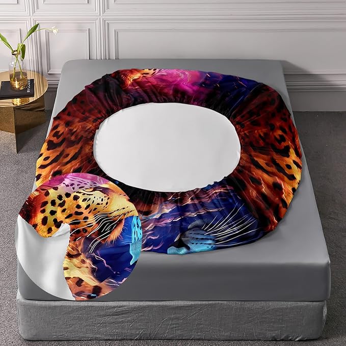 AILONEN Leopard Print Fitted Sheet Set Full Size,Safari Wildlife Cheetah Bed Sheet Set Full Size for Boys Kids,3 Pieces Animal Leopard Full Fitted Sheet with 2 Pillowcases Decor