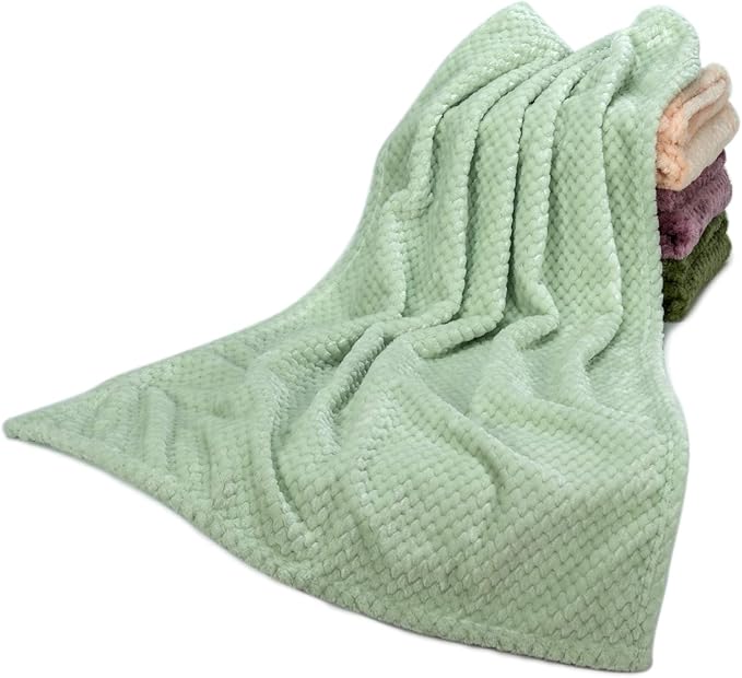 Fuzzy Blanket or Fluffy Blanket for Baby, Soft Warm Cozy Coral Fleece Toddler, Infant or Newborn Receiving Blanket for Crib, Stroller, Travel, Decorative (28Wx40L, XS-Pastel Green)