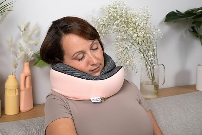 Neck Pillows for Travel - Airplane Pillow – Memory Foam for Kids & Adults – Travel Neck Pillow & Airplane Travel Essentials for Sleeping Support On Flight Or Car (Pink)