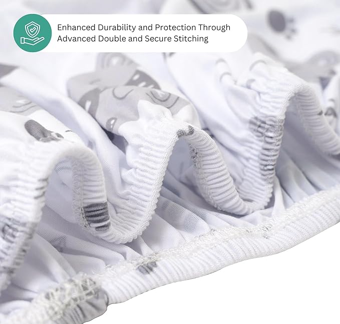 TansyPanda Bassinet Sheets for Cloud Baby, Yacul, Dream On Me Traveler, Skylar, BabyBond, Simmons, 3 Pack, 33x20 in, Ultra Soft, Breathable Snug Fit, Unisex Boys Girls, Gray White (Woodland Rainbow)