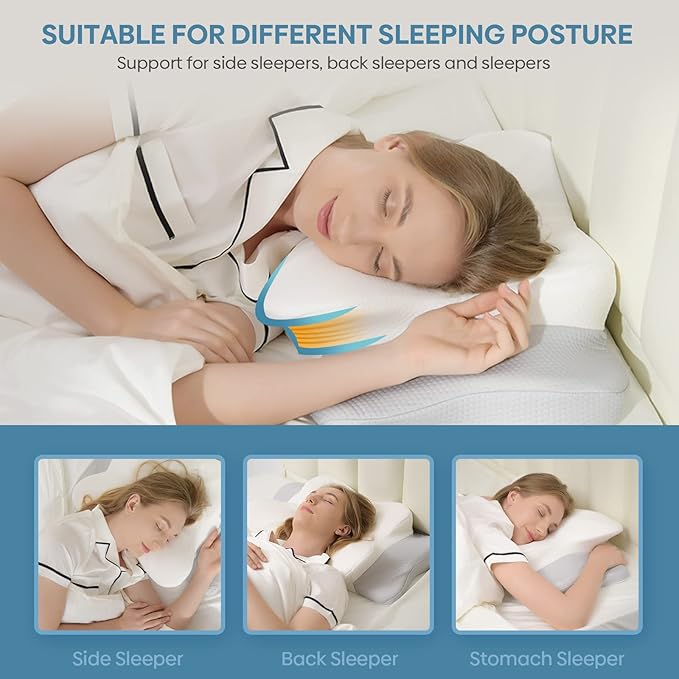 Cervical Pillow for Neck & Shoulder Pain Relief Sleeping - Ergonomic Contour Pillows - Memory Foam Pillow for Side, Back & Stomach Sleepers