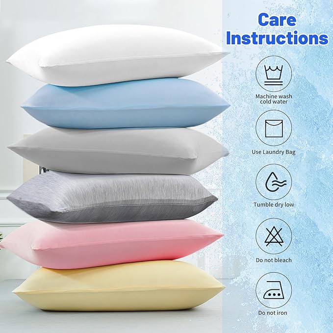 Cooling Pillow Cases for Hot Sleepers - Double Side Arc-Chill Q-Max>0.5 Cooling Fiber Cool Pillow Cases 2 Pack - Breathable Soft Cold Pillow Cases with Hidden Zipper (Pink, 20" x 30")
