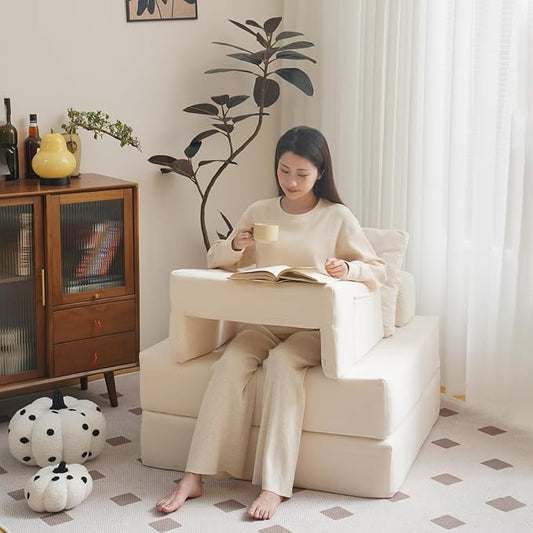 N&V Bed Rest Reading Pillows, High Density Foam Pillow for Gaming (Ivory)