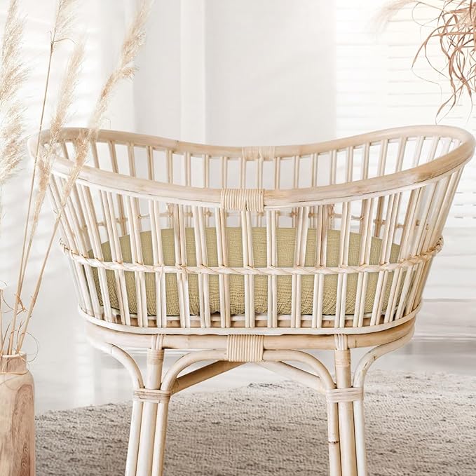 Muslin Bassinet Sheets Baby: Cotton Bassinet Sheets Fitted for Boys and Girls - Bassinet Sheets for Oval Rectangle or Hourglass Mattress(Khaki Rainbow)