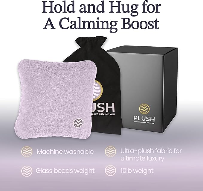 Plush Weighted Pillow 9lbs - Enhances Relaxation and Comfort with Ultra Plush Cooling Fabric - Cool Alternative to Weighed Blanket - Glass Beads Weight, Machine Washable (Fleece, Light Gray)