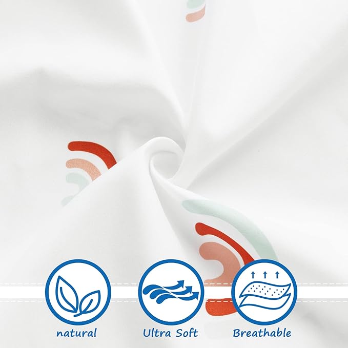 Crib Sheets Girl Crib Mattress Sheet Set (28 x 52 x 8 in) Fitted for Standard Crib Toddler Mattress Cover Soft & Breathable Boho Baby Crib Sheets Rainbow 2 Pack for Boys and Girls