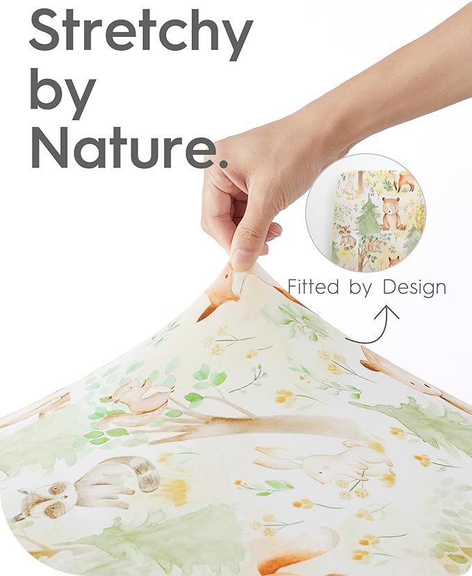 Bassinet Sheets for Baby Boy Girl, TotBasic Buttery Soft Universal Bassinet Fitted Sheet, Compatible with Halo, Mika Micky, Baby Delight, Dream On Me, Maxi COSI and More Bassinet Mattress(Forest)