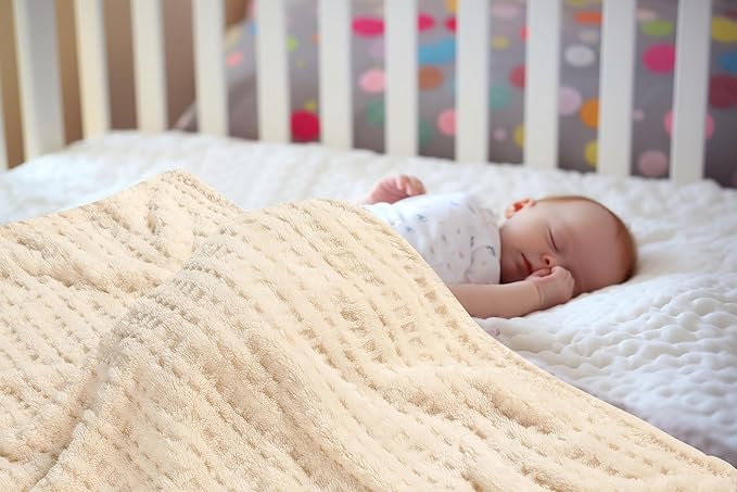 Sherpa Baby Blanket for Girls Toddlers Fleece Fluffy Fuzzy Blanket for Baby,Soft Warm Cozy Fleece Blanket,Receiving Blanket for Infant Newborn (Beige, 30 * 40, Waffle)