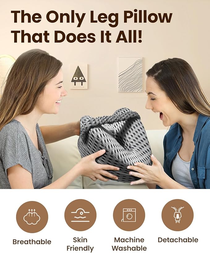 Leg & Knee Pillow for Side Sleepers – Memory Foam Support Pillow with Strap, Soothing Relief for HIPS, Joints, Sciatica, Back