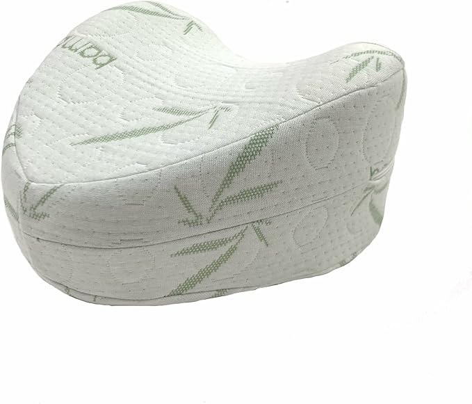 Sacred Thread Memory Foam Knee Pillow for Side Sleepers, for Knee, Hip, and Back Pain, Cooling Rayon Made from Bamboo Cover, Pillow for Between Legs (White Heart)