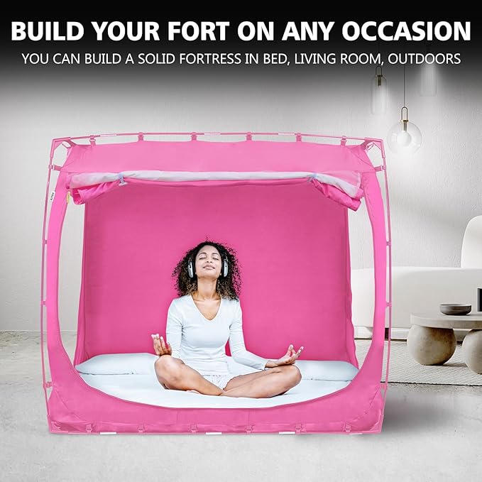 Bed Tent Bed Canopy King Size Tents for Adult and Kids- Portable Dream Tent Indoor Sleeping Tents 70% Blackout with 3 Doors Breathable Big Space Tents