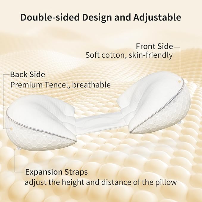 Pregnancy Pillows, PE Filling Body Pillow for Sleeping with Breathable Mesh Cover, Detachable and Adjustable Double-Sided Support for Back, HIPS, Legs and Belly Maternity Pillow (White)