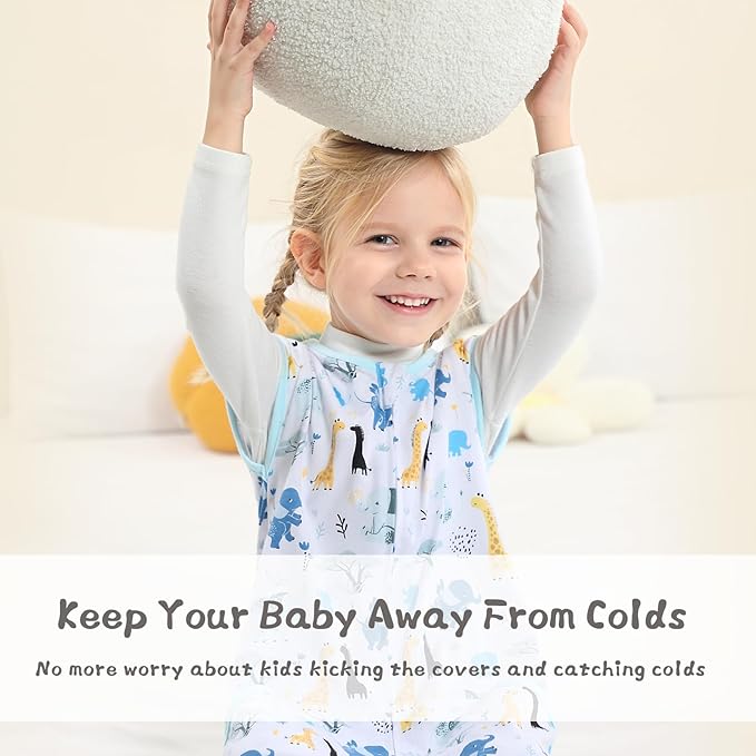 WONDAY Toddler Sleeping Sack, Sleep Sack 2t-3t, Sleep Sack Early Walkers Baby Wearable Blanket, Sleeping Bag Toddler Baby Sleep Sack with Feet, Sleeveless Sleep Sack for Toddlers