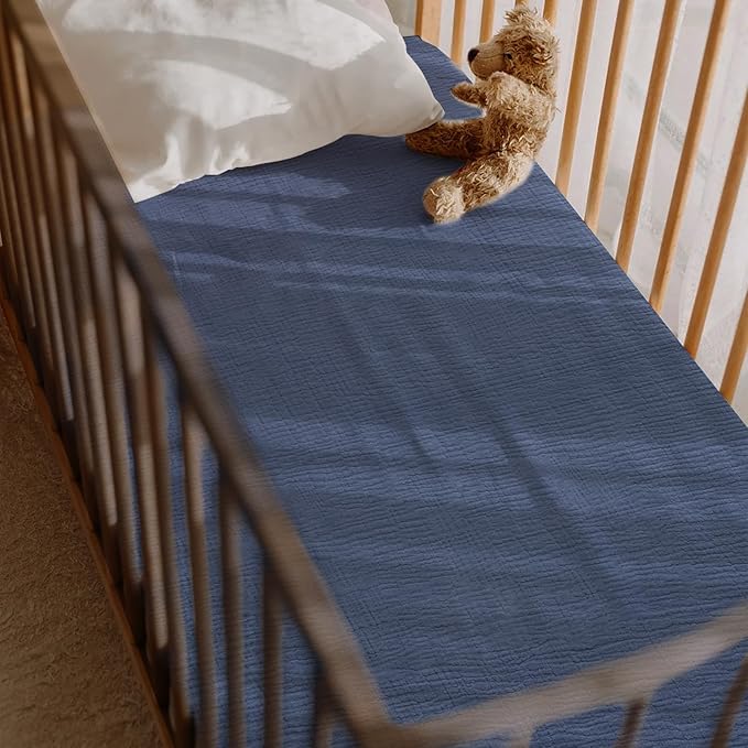 Baby Muslin Crib Sheets - Toddler Cotton Fitted Crib Sheets Neutral for Boys and Girls 2Pack