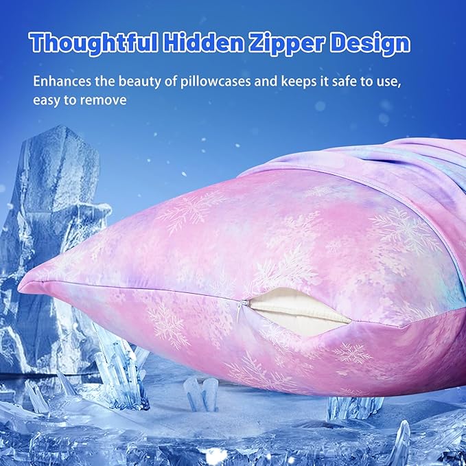 Cooling Pillow Cases for Hot Sleepers - Double Side Arc-Chill Q-Max>0.5 Cooling Fiber Cool Pillow Cases 2 Pack - Breathable Soft Cold Pillow Cases with Hidden Zipper (20" x 30")
