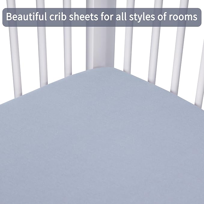Crib Sheets for Boys Girls,100% Cotton Fitted Crib Sheet 2 Pack for Standard Crib and Toddler Mattress, Super Soft Breathable Baby Sheet 28x52x8in (White & Gray)