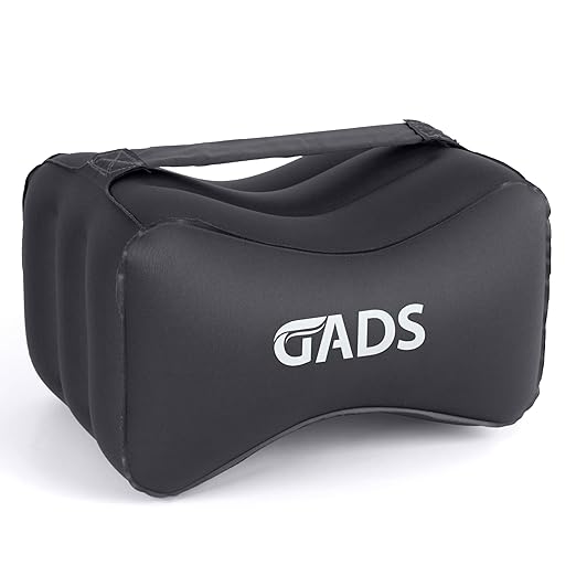 Inflatable Knee Pillow for Side Sleepers - Travel Knee Pillow - Leg Pillow for Side Sleeping - Hip, Back and Sciatica Pain Relief Pillow - Lightweight & Portable for Travel - Black