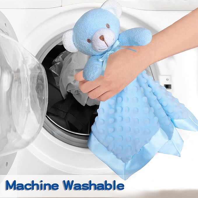 Blue Bear Baby Security Blanket Loveys for Babies Girls, 16" Soft Baby Lovey Blanket, Baby Snuggle Stuffed Animals Blankie, Baby Girls Gifts for Infant and Toddler