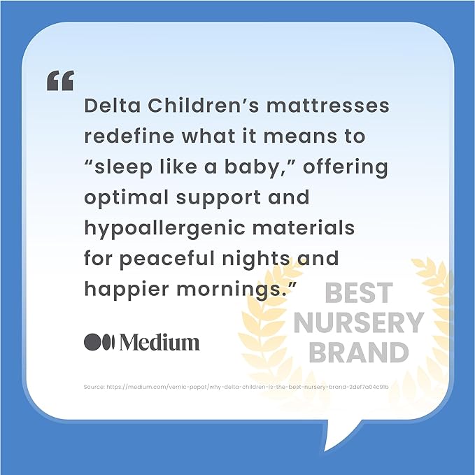 Delta Children Starlit Sky 2-Stage Crib and Toddler Mattress – GREENGUARD Gold Certified, CertiPUR-US Certified Foam, Breathable Machine Washable Cover, Waterproof Barrier, Made in USA, Blue