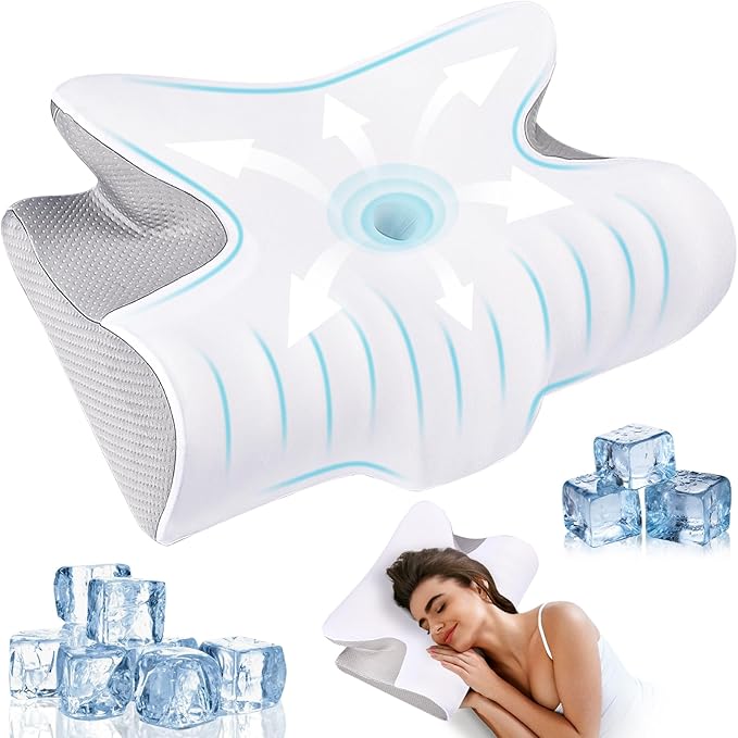 Cervical Neck Pillow for Sleeping - Memory Foam Cervical Pillow for Neck and Shoulder Pain Relief, Ergonomic Neck Support Pillow for Sleeping, Neck Pain Pillow for Side Back Stomach Sleeper