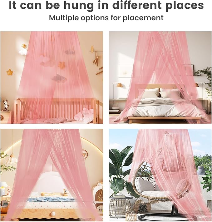 Mengersi Bed Canopy Mosquito Net,Princess Bed Canopy Canopy Bed Curtains for Girls Room,Mosquito Netting Canopy Reading Corners Room Decor for Girls (Pink)